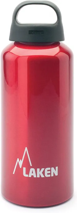 Laken Classic Aluminum Water Bottle, Wide Mouth with Screw Cap and Loop, BPA Free, Made in Spain, 20oz, Red