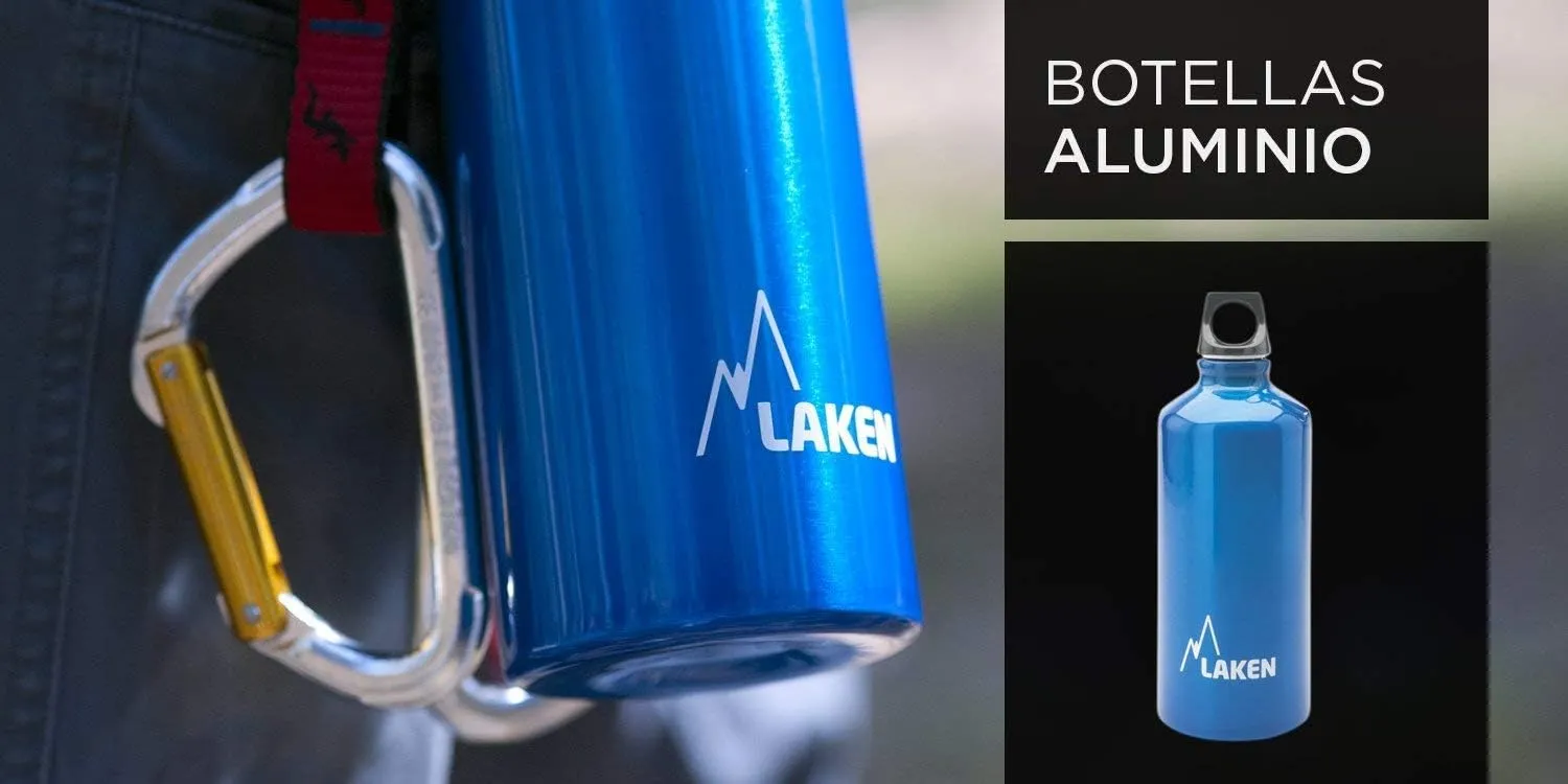 Laken Futura Aluminum Water Bottle - Narrow Mouth, Screw Cap with Loop - Leak-Proof, BPA Free, Made in Spain - 20oz, Granite