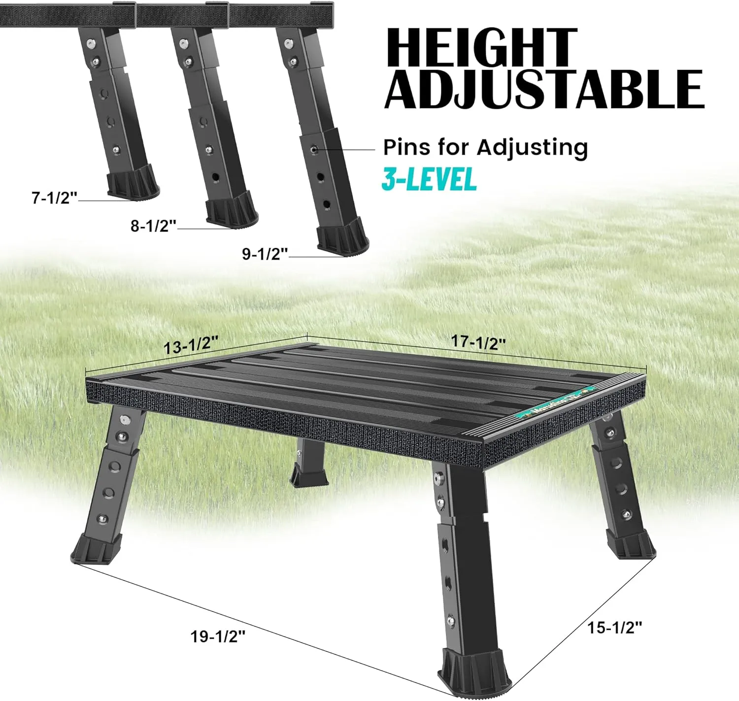 Large Platform RV Step with Cloth Cover and Anti-Slip Surface, 3-Level Adjustable Height, Light Aluminum Folding Step Stool, Supports Up to 1,000 lb - Ideal for RV and Multi-Use Scenarios
