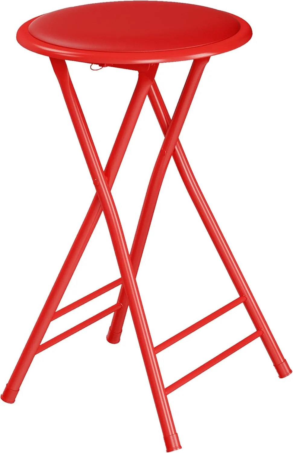 Lavish Home Folding Stool Set - Set of Four 24-Inch Padded Stools with 225lb Capacity for Kitchen, Dorm, or Rec Room - Portable Stools for Adults - Collapsible Sitting Stool Set for Seating (Red)