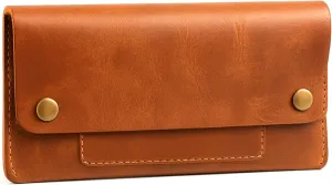 Leather Currency Pouch, Currency Organiser, Dollar Bills Holder, Bills Organizer, Money Envelope with Mobile Pocket, Money Bag For Men & Women (TAN)