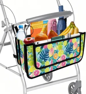 Lemon Leaves Hand-Free Carry Storage Bag for Universal Walkers Folding Walker Accessories Bag Mobility Aid Accessory Pouch for Elderly Senior