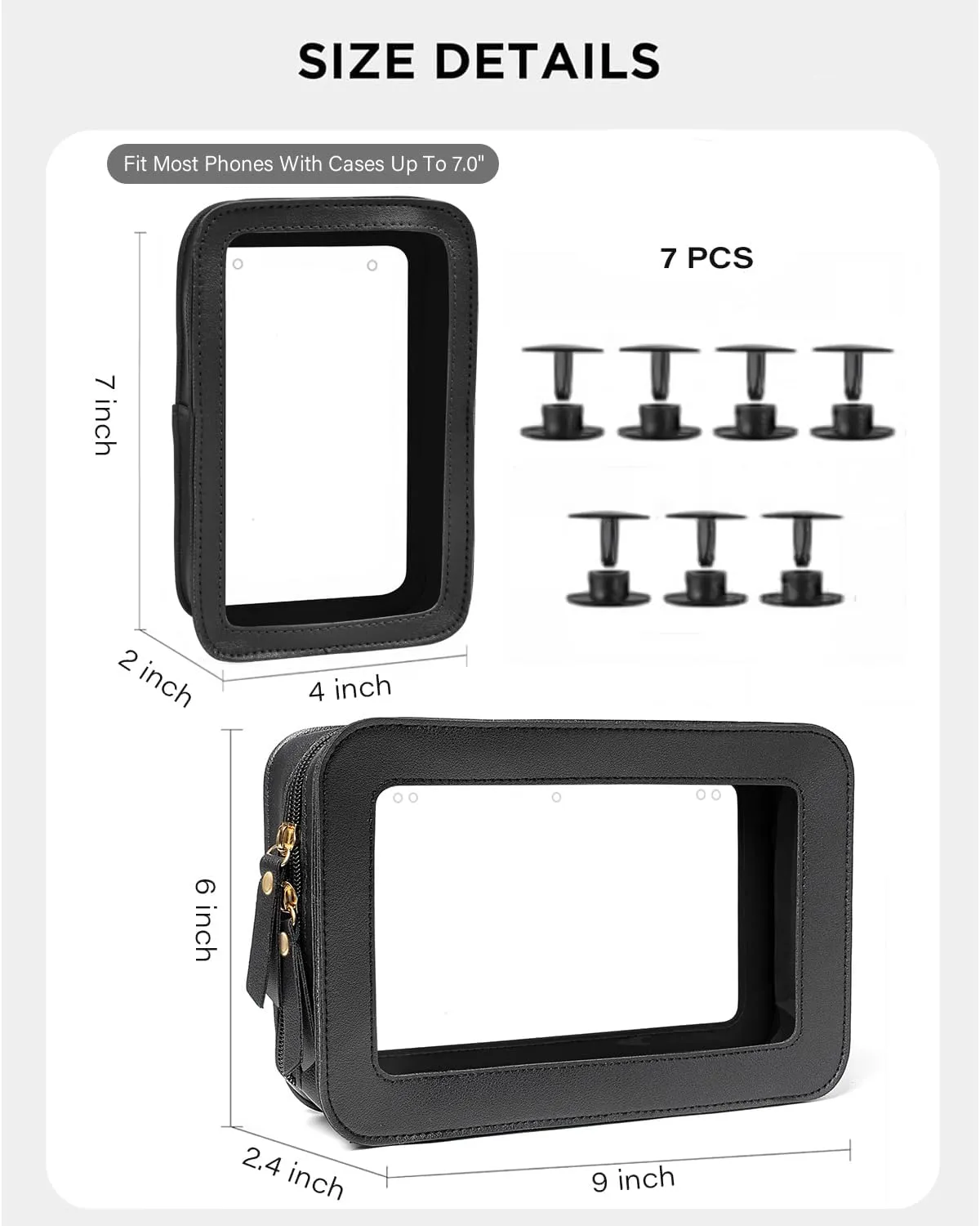 LETGO 2 Packs Clear Pouch Bag Accessories for Bogg Bag Insert Bags Travel Clear Toiletry Organizer Divider Storage Inner Pouch Phone Holder for Bogg Bags Accessories (Black)