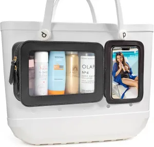 LETGO 2 Packs Clear Pouch Bag Accessories for Bogg Bag Insert Bags Travel Clear Toiletry Organizer Divider Storage Inner Pouch Phone Holder for Bogg Bags Accessories (Black)