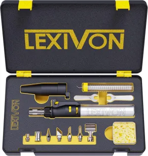 LEXIVON Butane Soldering Iron Multi-Purpose Kit | Cordless Self-Igniting Adjustable Flame 7-Tip Set | Pro-Grade (LX-770)
