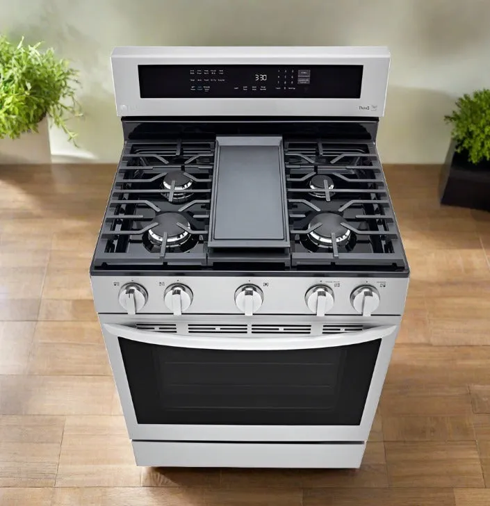 LG 30" 5.8 Cu. Ft. True Convection 5-Burner Freestanding Gas Air Fry Range (LRGL5825F) – Stainless
