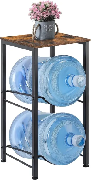 LIANTRAL 5 Gallon Water Bottle Holder with Storage Shelve, Water Jug Holder, Water Jug Rack, Water Jug Stand, Water Bottle Organizer for Office, Kitchen, Living Room Brown