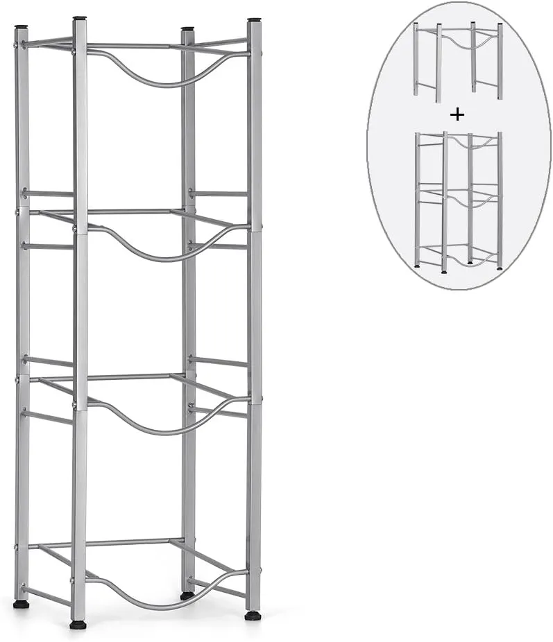 LIANTRAL Water Cooler Jug Rack, 5 Gallon Water Jug Holder Water Bottle Storage Rack, 5 gallon water bottle holder, water jug holder, 4 Tiers, Silver