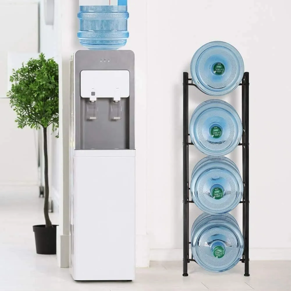 LIANTRAL Water Cooler Jug Rack, 5 Gallon Water Jug Holder Water Bottle Storage Rack, 5 gallon water bottle holder, water jug holder, 4 Tiers, Silver