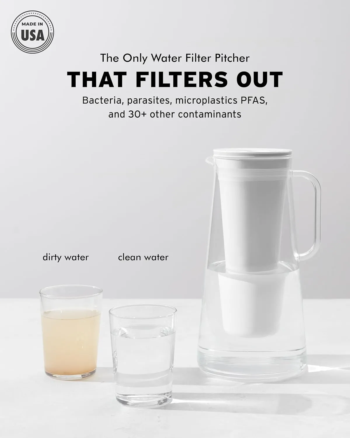 LifeStraw Home – Water Filter Pitcher, 10-Cup, BPA Free Designed for Everyday Protection Against Bacteria, parasites, microplastics, Lead, Mercury, PFAS, and a Variety of Chemicals