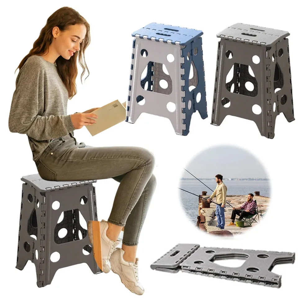 Lightweight Folding Step Stool Non-Slip 18 Inch 400 LBS Thickened Plastic Multi Purpose Handheld Footstool for Adults Kids
