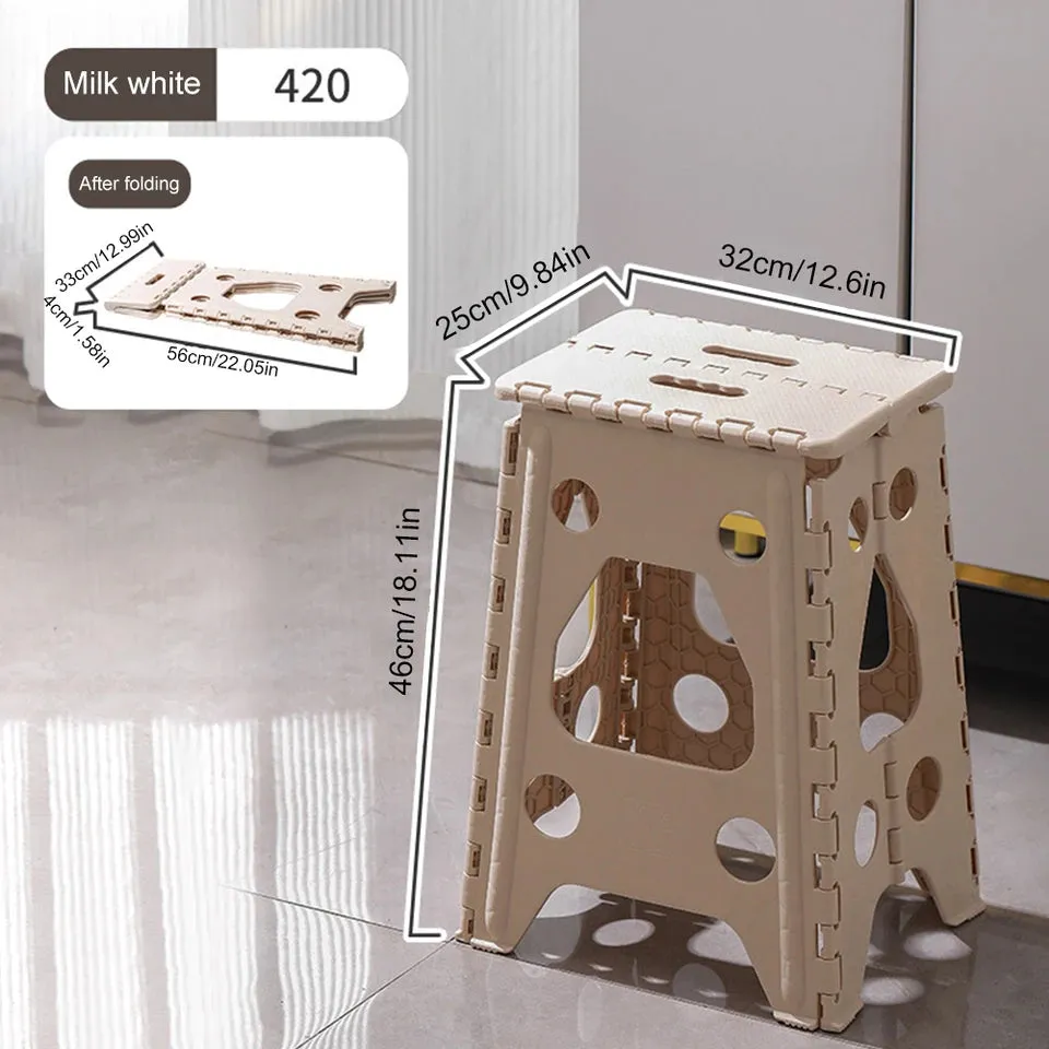 Lightweight Folding Step Stool Non-Slip 18 Inch 400 LBS Thickened Plastic Multi Purpose Handheld Footstool for Adults Kids