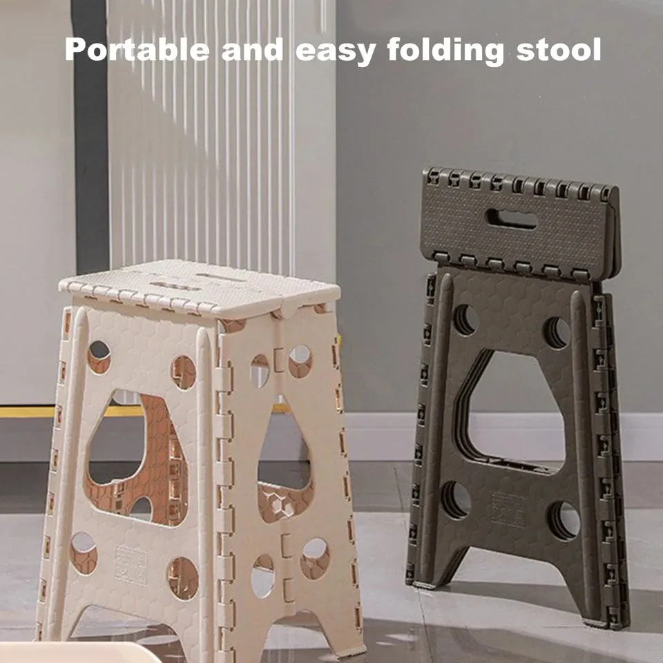 Lightweight Folding Step Stool Non-Slip 18 Inch 400 LBS Thickened Plastic Multi Purpose Handheld Footstool for Adults Kids