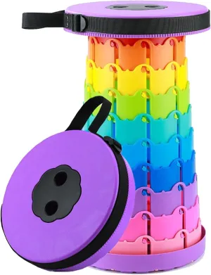 Lightweight Folding Stool, Retractable Stool, Load-Bearing 330 Pounds, Suitable for Fishing, Family Gatherings, Camping, Waiting for The Bus or Subway(Purple)