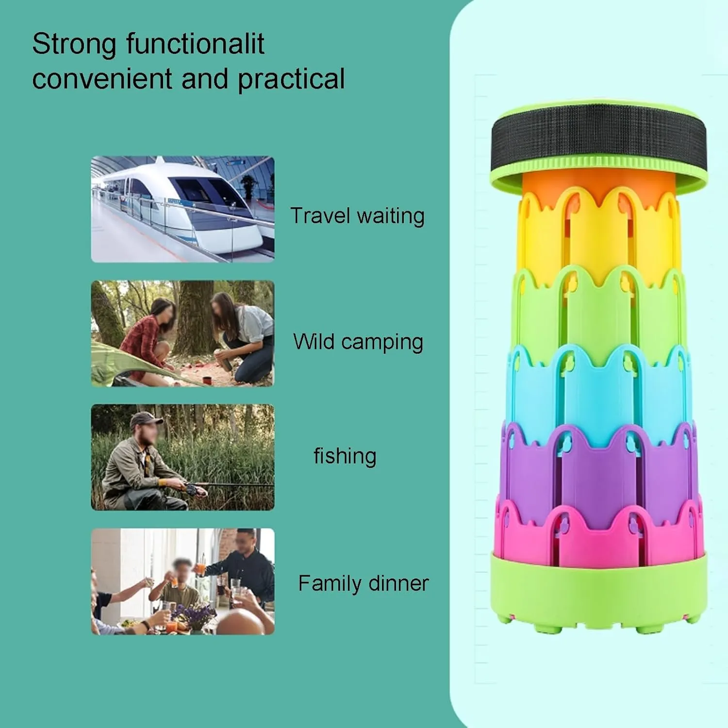 Lightweight Folding Stool, Retractable Stool, Load-Bearing 330 Pounds, Suitable for Fishing, Family Gatherings, Camping, Waiting for The Bus or Subway(Purple)