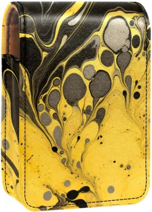 Lipstick Case,Portable Makeup Bag Cosmetic Pouch,Lipstick Holder Makeup Organizer,Black Yellow Gold Marble