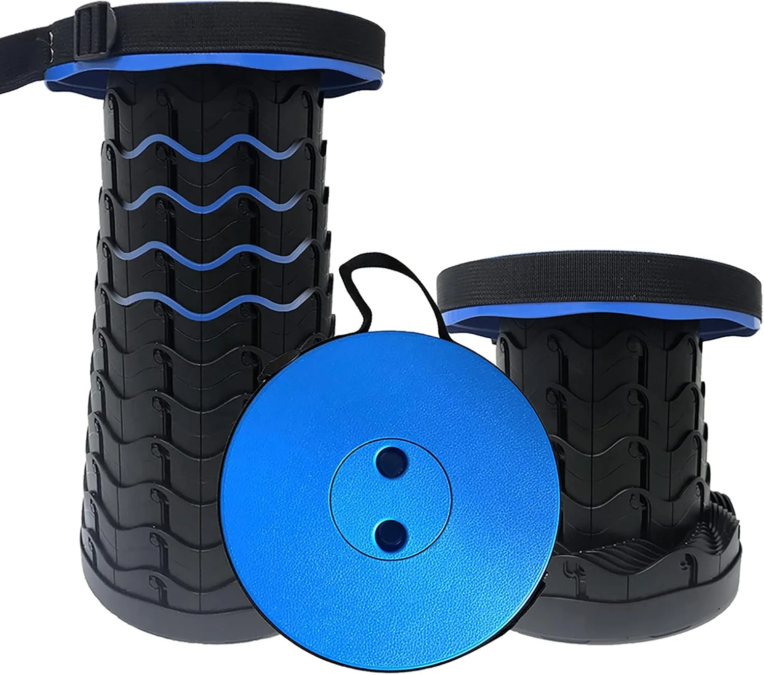 LISM Collapsible Stool, 2023 Upgraded Portable Folding Stool Lightweight and Sturdy, Indoor Telescopic Stool Non-Slip, Waterproof Camping Stool for Outdoor Fishing Hiking Gardening BBQ(Blue)