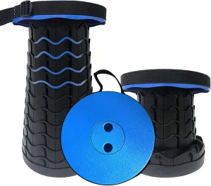 LISM Collapsible Stool, 2023 Upgraded Portable Folding Stool Lightweight and Sturdy, Indoor Telescopic Stool Non-Slip, Waterproof Camping Stool for Outdoor Fishing Hiking Gardening BBQ(Blue)