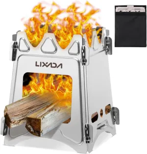 Lixada Camping Stove Wood Burning Stoves Portable Backpacking Stove Stainless Steel Alcohol Stove for Outdoor Camping Hiking Backpacking Picnic BBQ