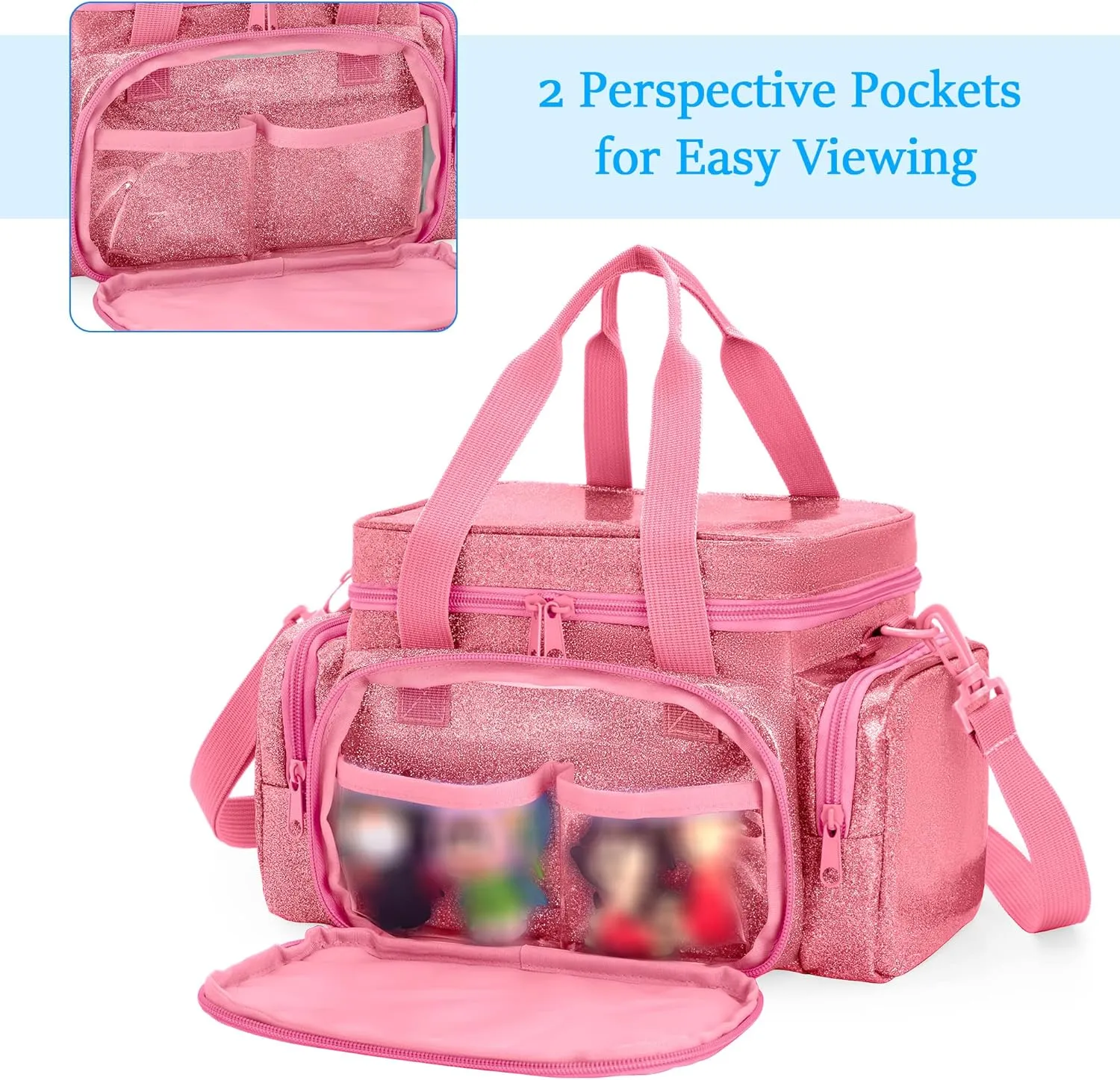 LoDrid Carrying Case Compatible with Tonie, Storage Bag Organizer for Audio Player Set and Accessories with Handle and Shoulder Strap, Pink, Bag Only (Patent Design)
