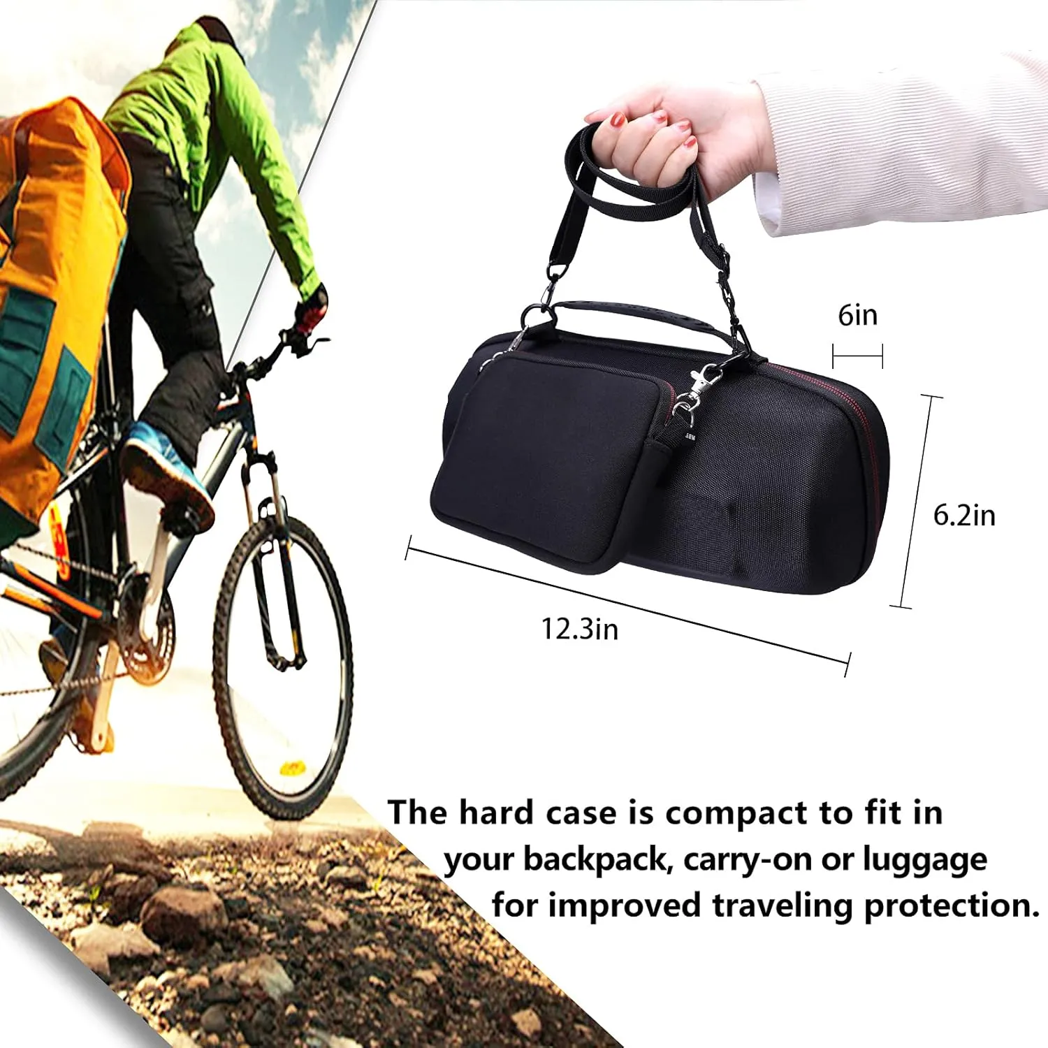 LTGEM Case Compatible with JBL Xtreme 2/3 Portable Bluetooth Speaker, Pouch for Accessories, Black