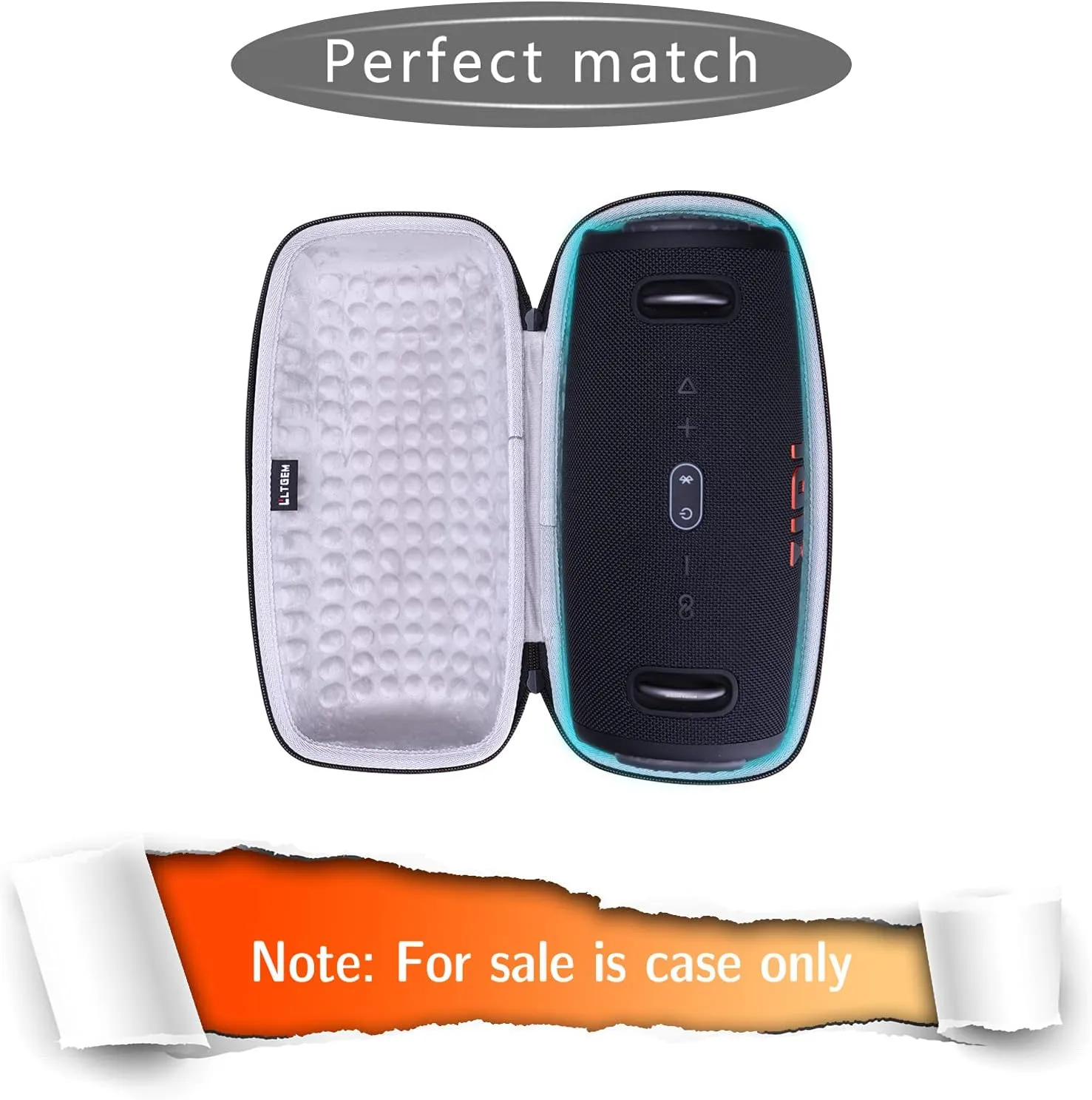 LTGEM Case Compatible with JBL Xtreme 2/3 Portable Bluetooth Speaker, Pouch for Accessories, Black