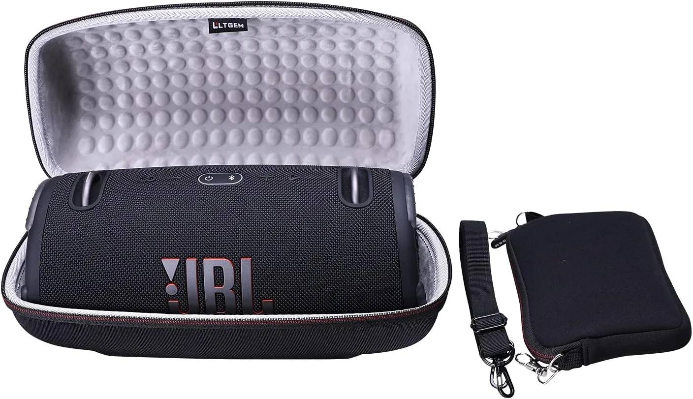 LTGEM Case Compatible with JBL Xtreme 2/3 Portable Bluetooth Speaker, Pouch for Accessories, Black