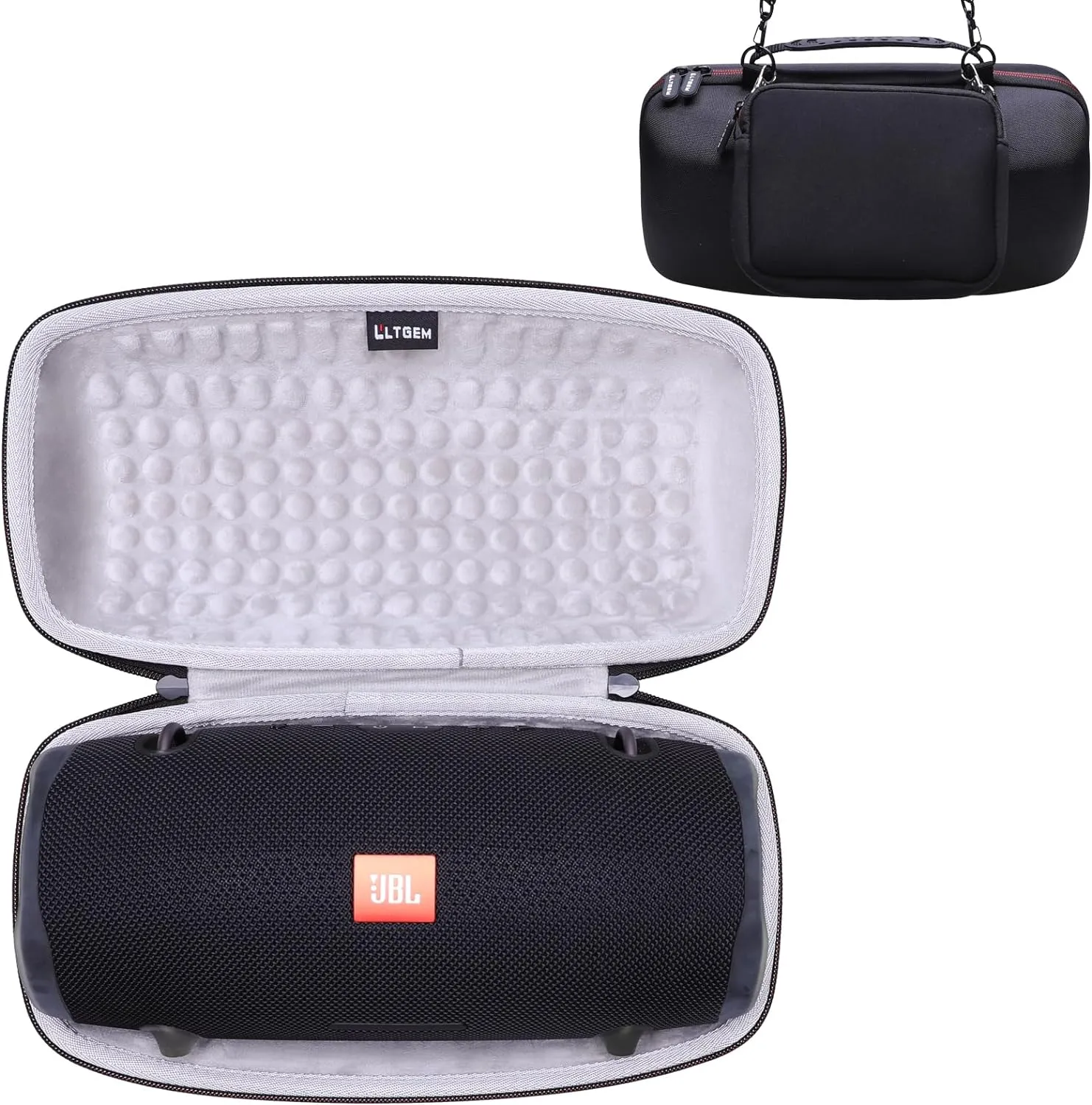 LTGEM Case Compatible with JBL Xtreme 2/3 Portable Bluetooth Speaker, Pouch for Accessories, Black