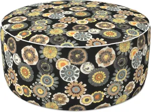 LVTXIII Indoor/Outdoor Inflatable Ottoman, D31 x H14 Inch Large Round Ottoman, All Weather Foot Rest Stool, Portable Footrest for Patio, Garden, Camping and Home - Black Yellow Crosby