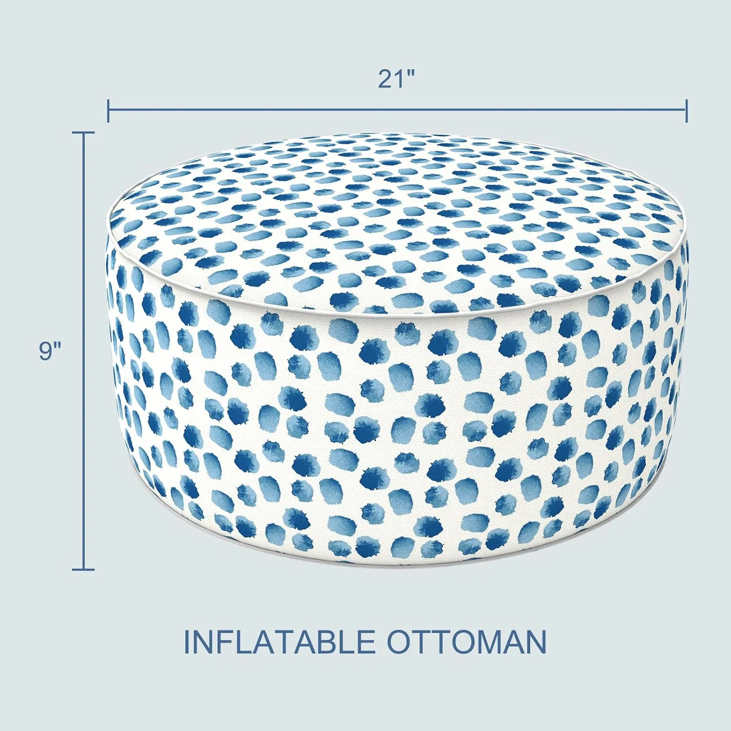 LVTXIII Inflatable Stool Ottoman Footrest with Handle, All Weather Foot Rest, Indoor or Outdoor Use for Home Patio Garden and Camping, D21 x H9, Brush Blue