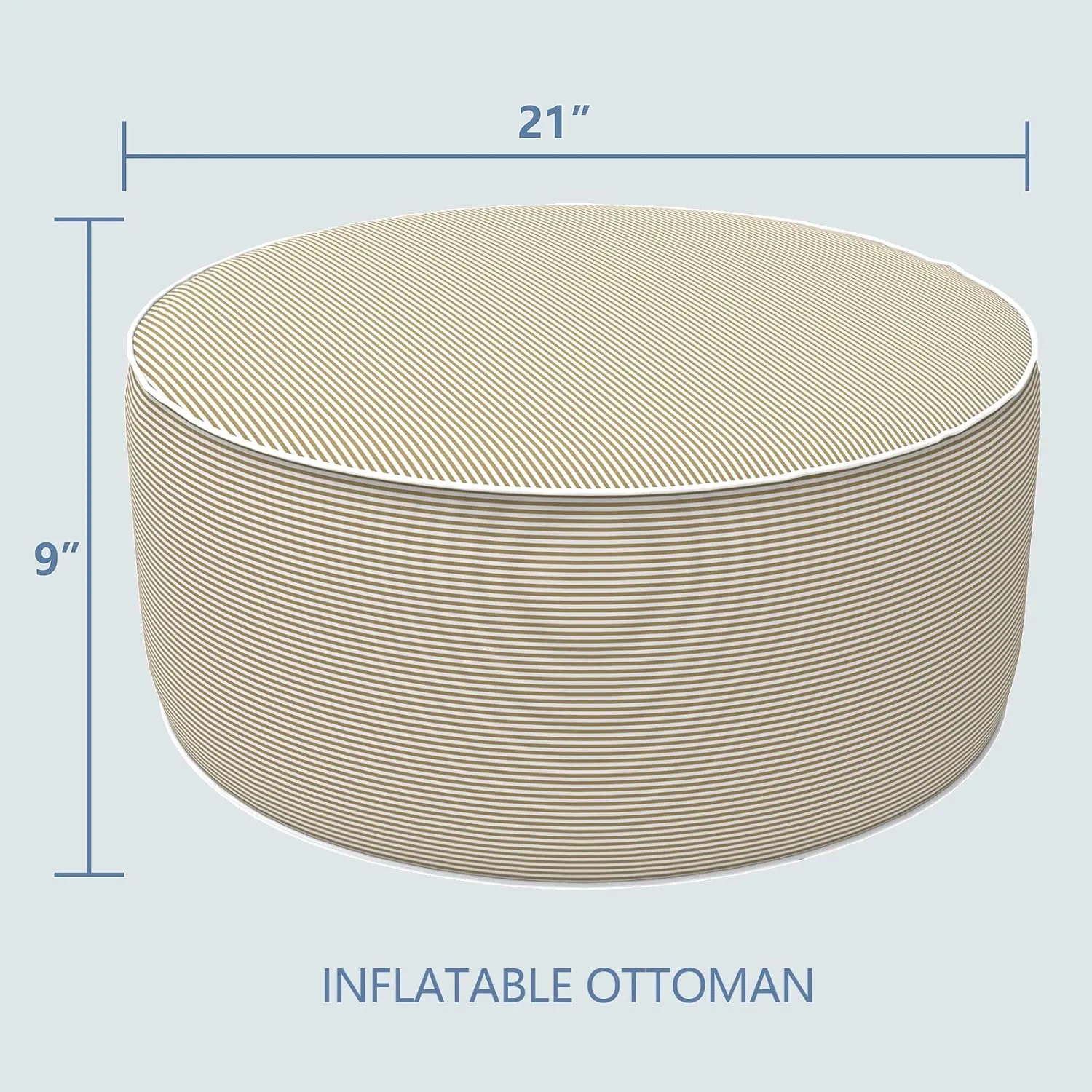 LVTXIII Inflatable Stool Ottoman Footrest with Handle, All Weather Foot Rest, Indoor or Outdoor Use for Home Patio Garden and Camping, D21 x H9, Stripe Beige