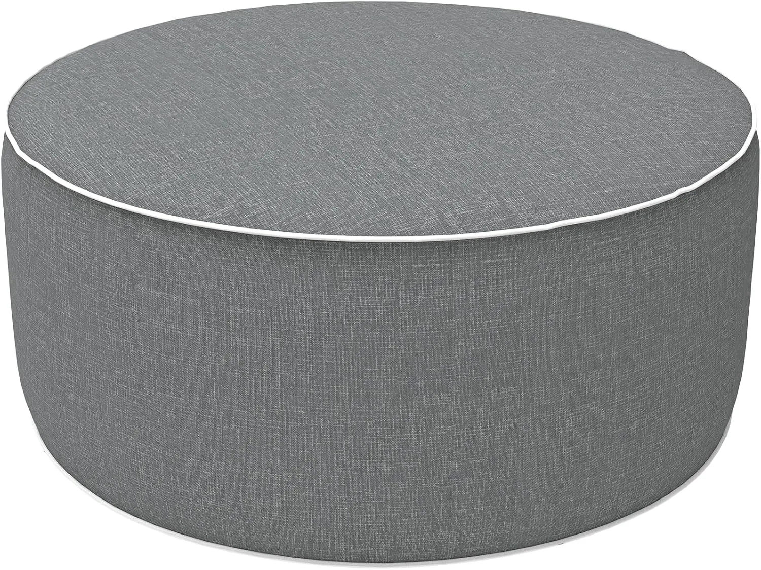 LVTXIII Outdoor/Indoor Inflatable Ottoman, 21"x21"x9" Patio Footrest Stool, Portable Round Pouf Ottoman for Patio Garden, Camping or Home Decoration, Grey Textured