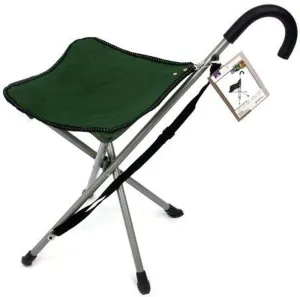 Mac Sports Folding Cane Chair - Walking Stick with Stool
