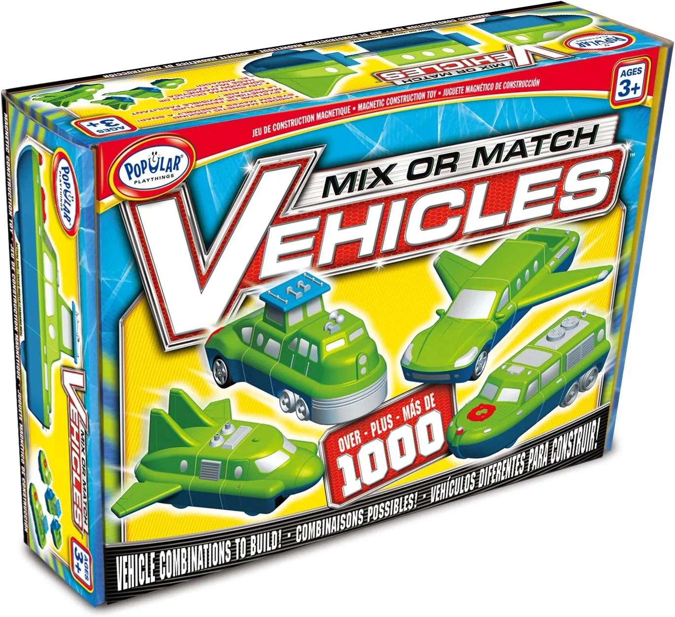 Magnetic Mix or Match Vehicles 1 Toy Play Set, 12 Pieces