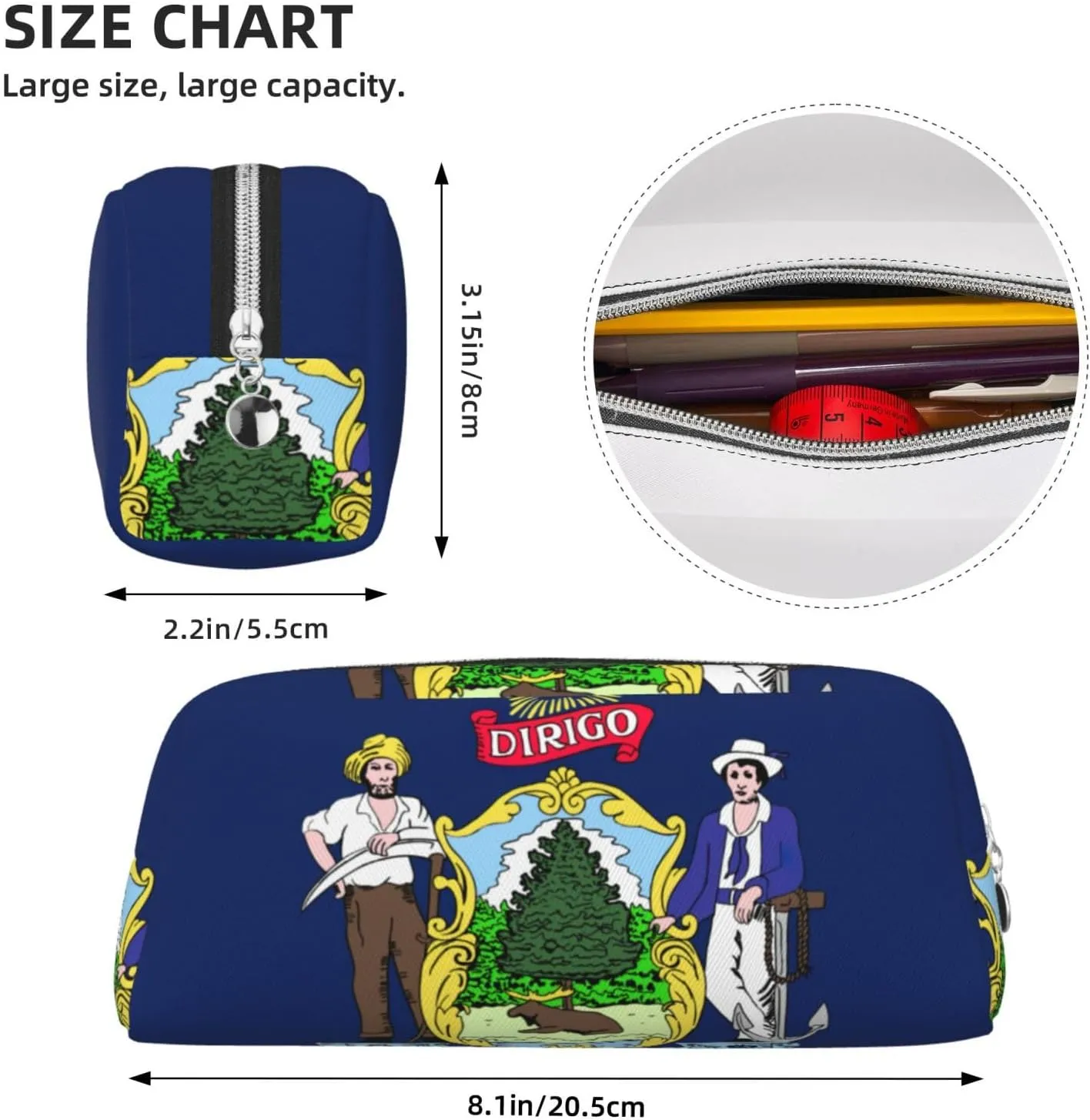 Maine State Flag Print Versatile Storage Pouch Makeup Bag Travel Office Small Items Organizer Bag
