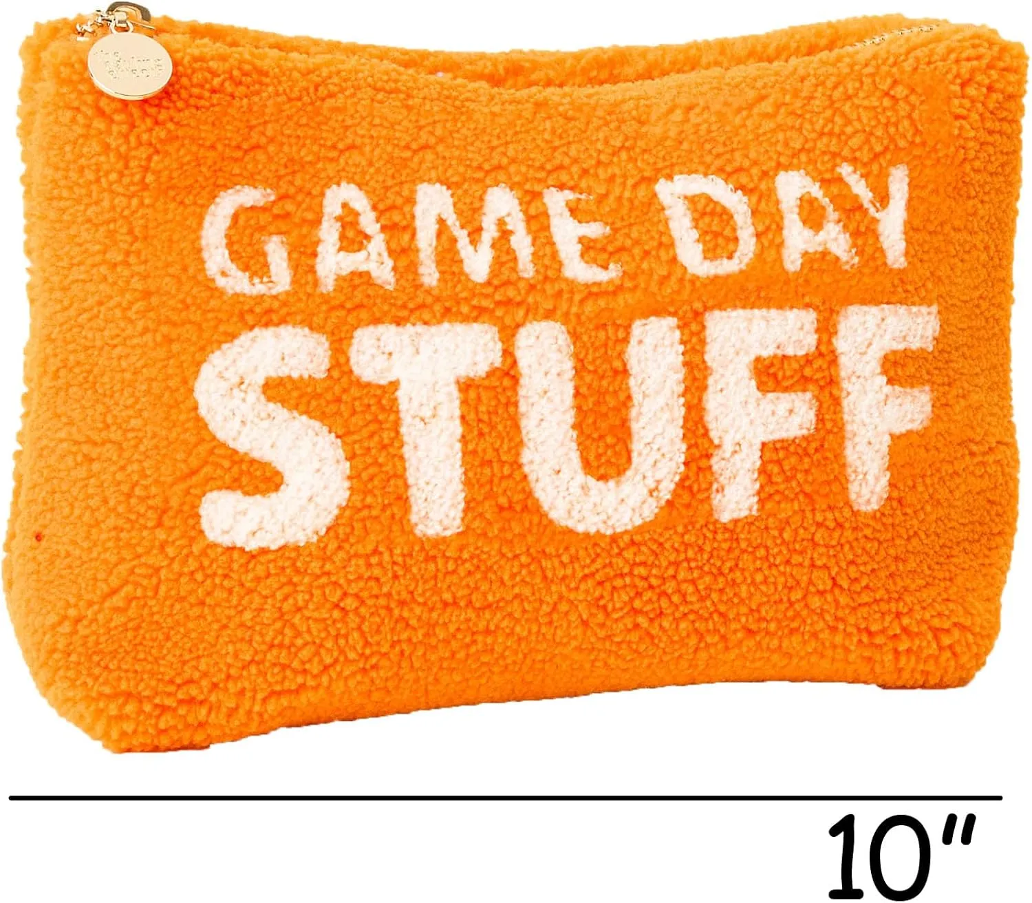 Makeup Bag for Travel Zipper Soft Pouch Portable Cosmetics Bag for Jewelry Accessory Reusable Organizing Tote Fully Lined Game Day School Tailgate Travel Essentials - 10 Inch (Orange)