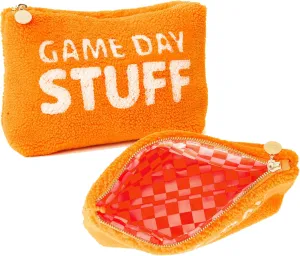 Makeup Bag for Travel Zipper Soft Pouch Portable Cosmetics Bag for Jewelry Accessory Reusable Organizing Tote Fully Lined Game Day School Tailgate Travel Essentials - 10 Inch (Orange)