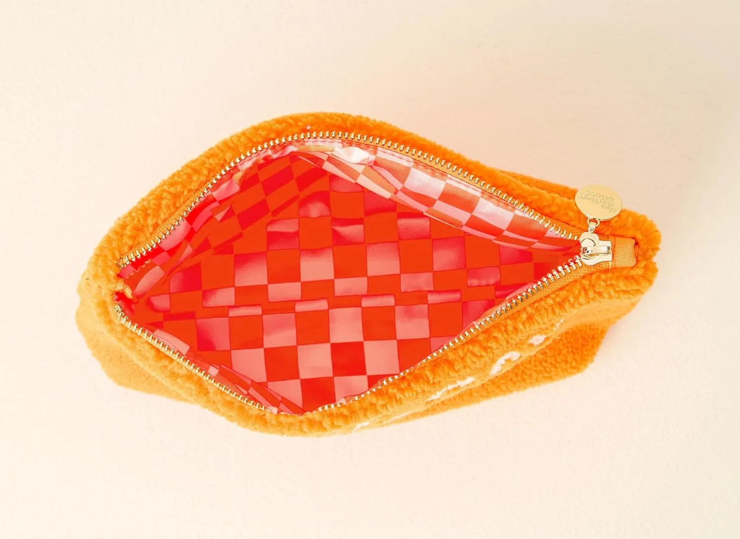 Makeup Bag for Travel Zipper Soft Pouch Portable Cosmetics Bag for Jewelry Accessory Reusable Organizing Tote Fully Lined Game Day School Tailgate Travel Essentials - 10 Inch (Orange)