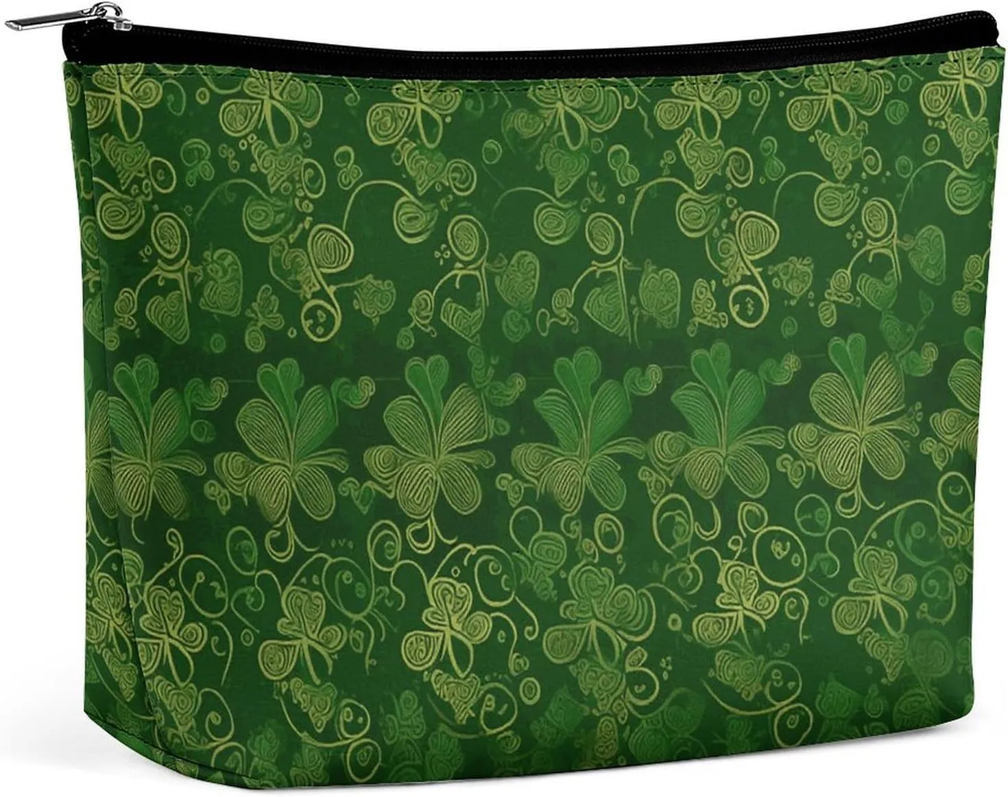 Makeup Pouch Cosmetic Bag Lipstick Pouch Zipper Pouch Background St Patrick's Day Glitter Printed Organizer Portable Toiletry Bag Accessories