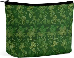 Makeup Pouch Cosmetic Bag Lipstick Pouch Zipper Pouch Background St Patrick's Day Glitter Printed Organizer Portable Toiletry Bag Accessories