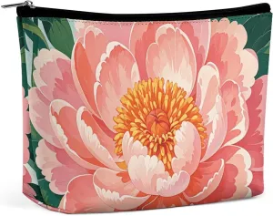 Makeup Pouch Cosmetic Bag Lipstick Pouch Zipper Pouch Peach Peony Print Printed Organizer Portable Toiletry Bag Accessories