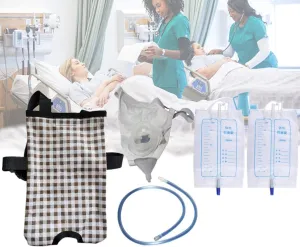 Male Urinal Pee Holder & Urine Leg Bag Cover Kits - Urine System Bag 1000ml Spill Proof Collector, Urinary Drainage Stabilization Device for Incontinence Patients