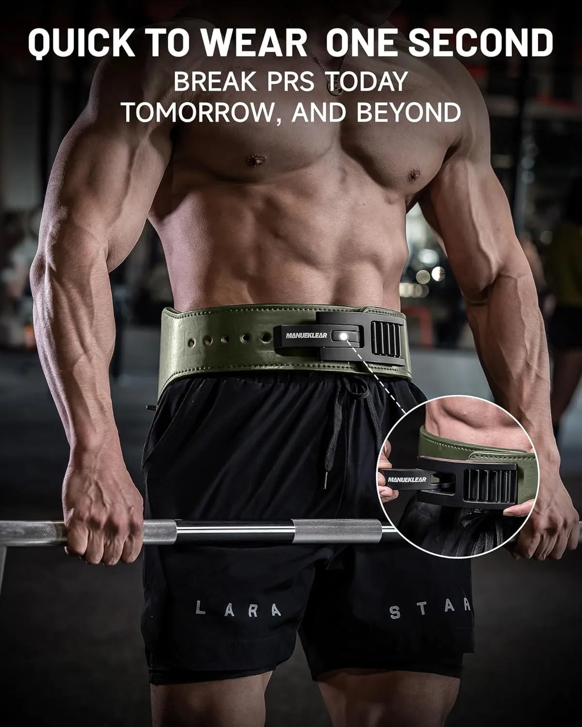 MANUEKLEAR Tapered Lever Weight Lifting Belt, 10MM Quick Locking Lever Belt Weightlifting Men, Lifting Belt Lever for Powerlifting & Deadlifts