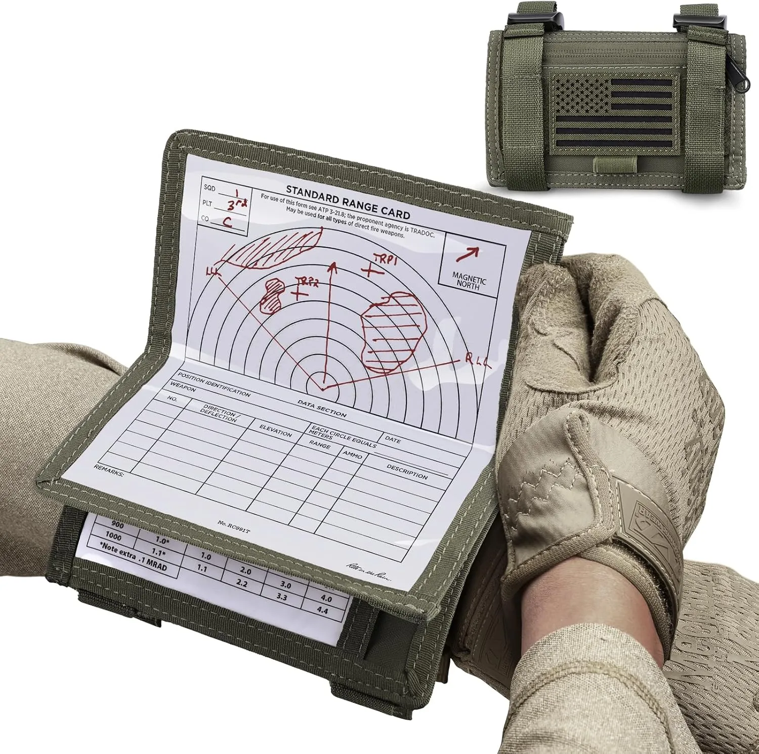 Map Case Tactical Arm Sleeve QB Wristband Map Pouch Tactical Armband Sleeve Military Arm Wrist Pouch Document DOPE Card Holder for Shooting Rescue Field Measurement, Include Flag Patch
