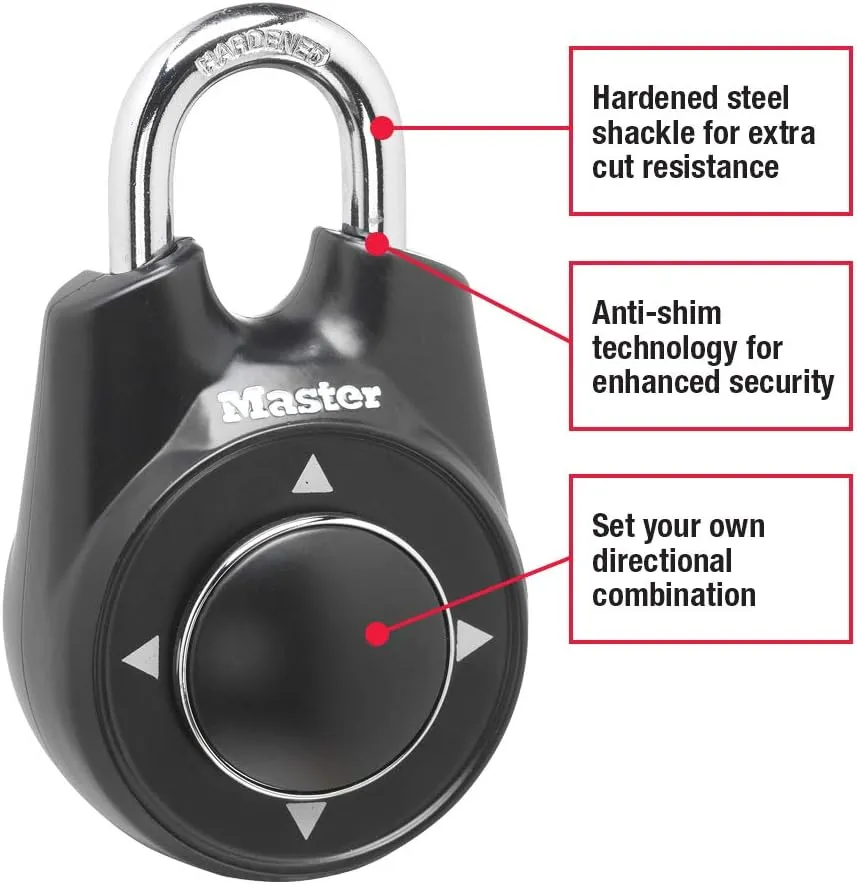 Master Lock 1500iD Set Your Own Directional Combination Padlock, Black