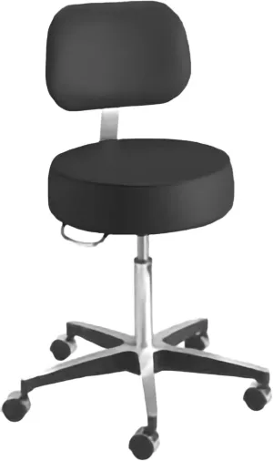 McKesson Exam Stool with Backrest, Black – Adjustable Height 17-3/4 in. - 24-1/2 in. with 16 in. Round Polyfoam Seat, 5 Casters, Pneumatic Lift, Brushed Aluminum Base for Medical, Office, or Lab Use