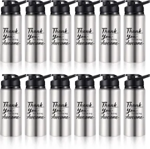 meekoo 12 Pcs Thank You for Being Awesome Aluminum Water Bottles Bulk Lightweight Sports Water Bottles Inspirational Bike Water Bottle with Snap Lids for Travel Gym Camping Hiking
