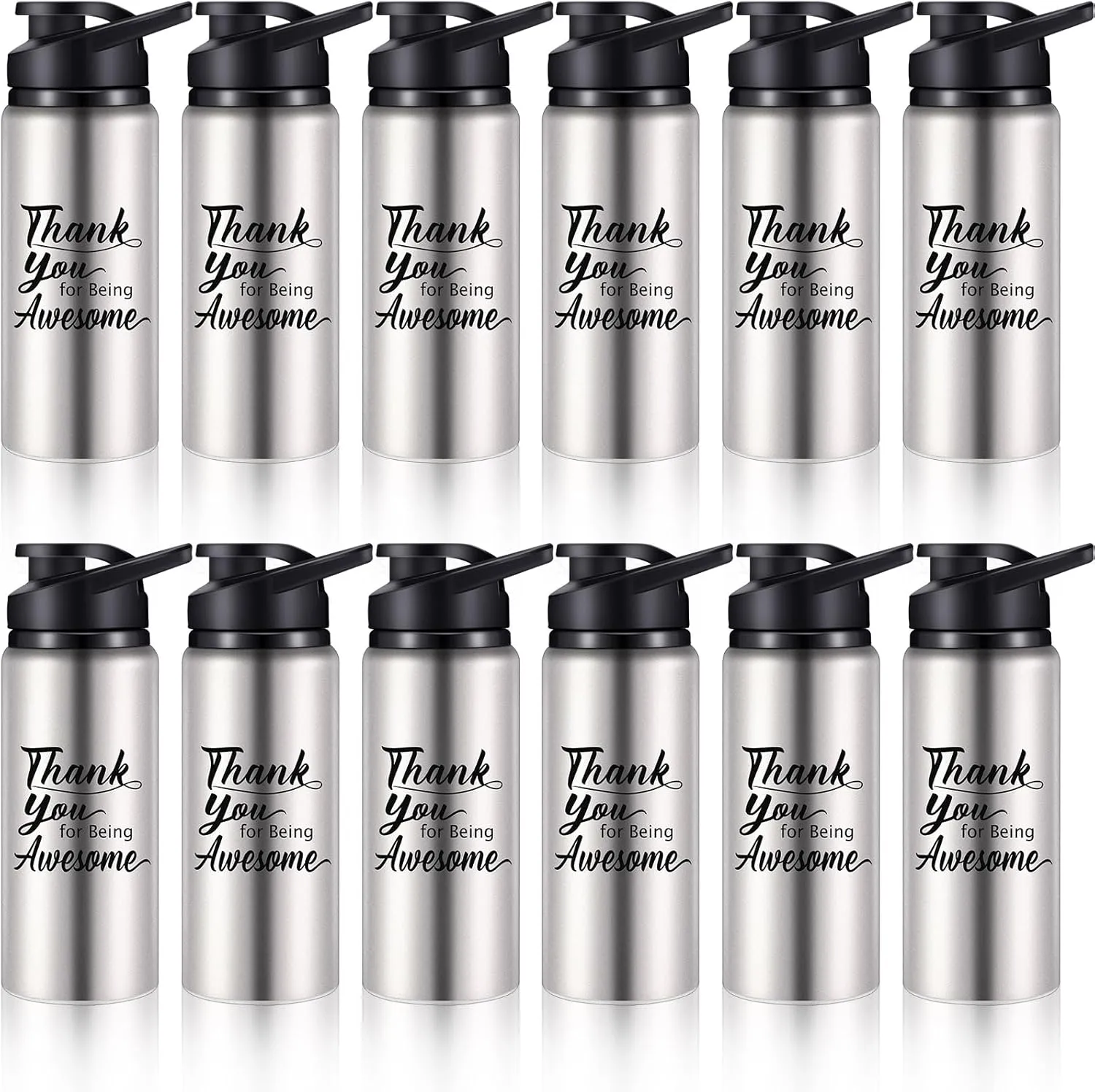 meekoo 12 Pcs Thank You for Being Awesome Aluminum Water Bottles Bulk Lightweight Sports Water Bottles Inspirational Bike Water Bottle with Snap Lids for Travel Gym Camping Hiking