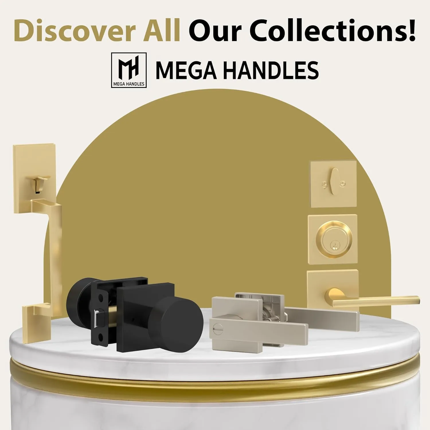 Mega Handles Glamor Passage Lever, Door Handle Set for Hallway, Closet and Bathroom, Reversible Heavy Duty Door Levers, Fits All Standard Door Sizes, Screws Included - Charcoal (1 Pack)