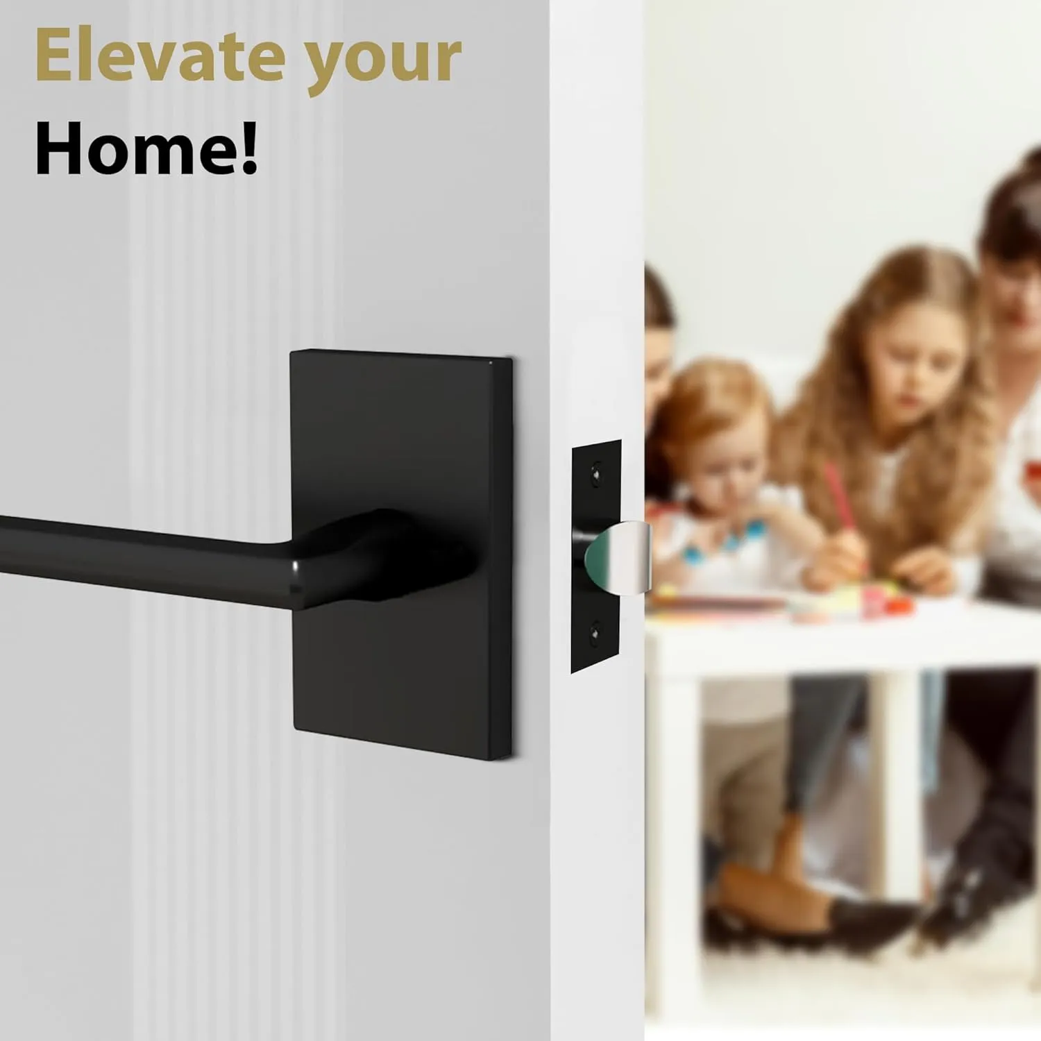 Mega Handles Glamor Passage Lever, Door Handle Set for Hallway, Closet and Bathroom, Reversible Heavy Duty Door Levers, Fits All Standard Door Sizes, Screws Included - Charcoal (1 Pack)